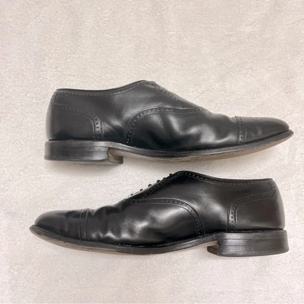Allen Edmonds Stratton Mens Lace Up Oxford Dress Shoes Black Cap Toe Size 9.5D - Picture 5 of 10